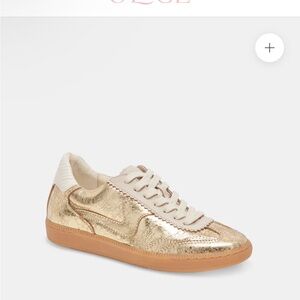 NIB Metallic Gold Leather Sneaker for Women - Designer Style